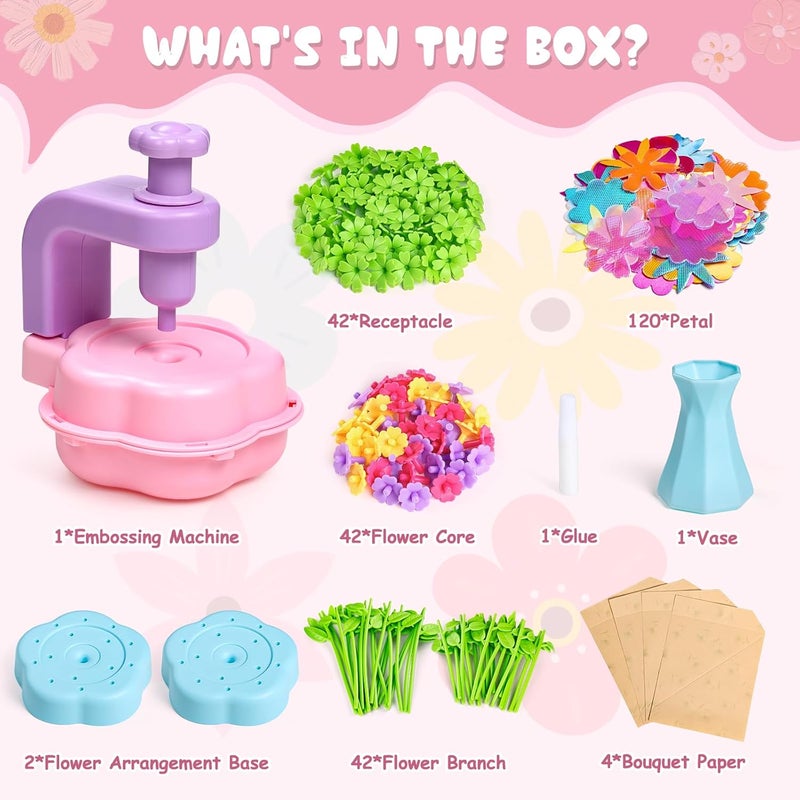 Scvcid Fabric Bouquet Toys Include Extra Accessories Set, Arts and Crafts for Kids Ages 3-12, DIY Flower Craft Kits for Toddler, Birthday Gifts for 3 4 5 6 7 8 9 10+ Year Old Girls - Image 3